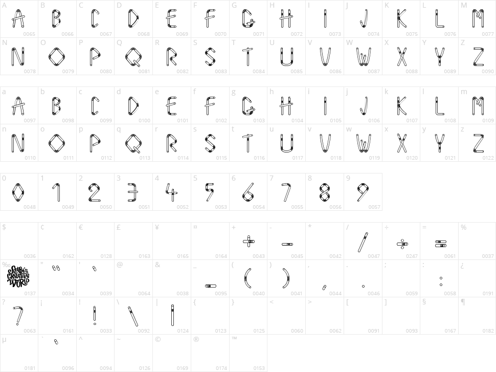 Straw Letters Character Map