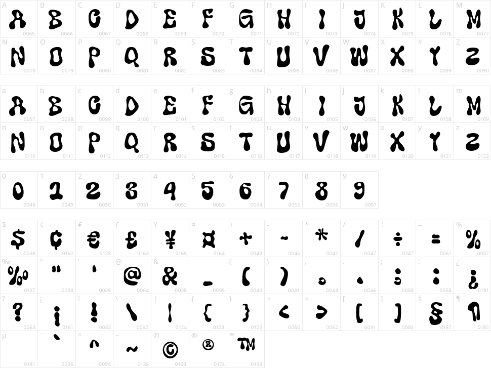 Super Shake Character Map
