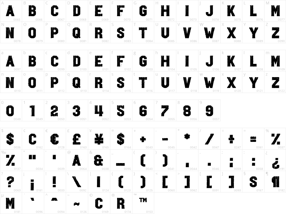 Swansong Character Map