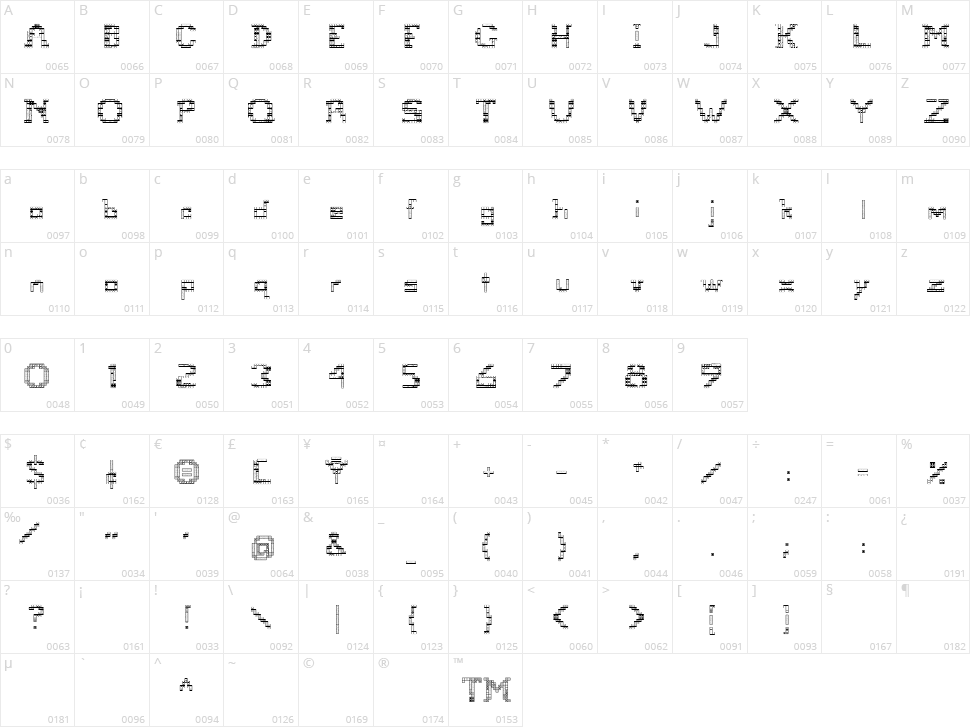 Tetris 2 Character Map