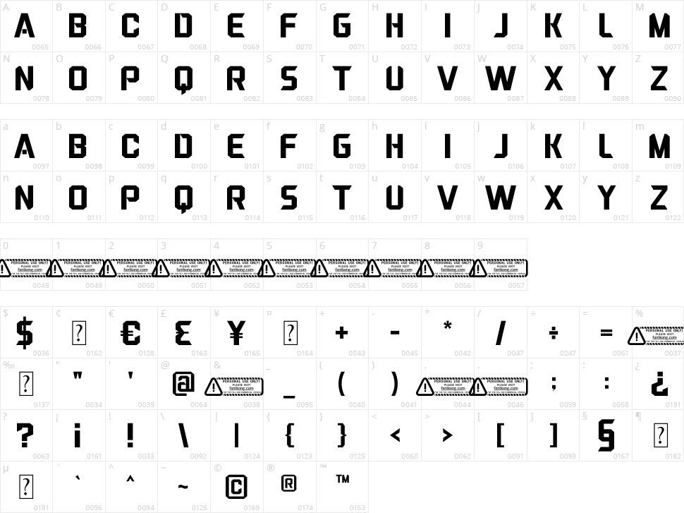 Topersify Character Map