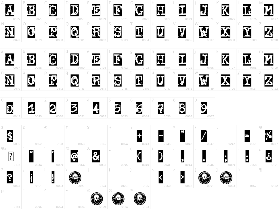 Typewriter Grunge Character Map