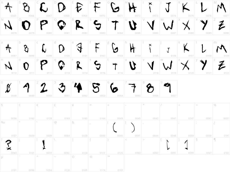 Vibratte Letters ! Character Map