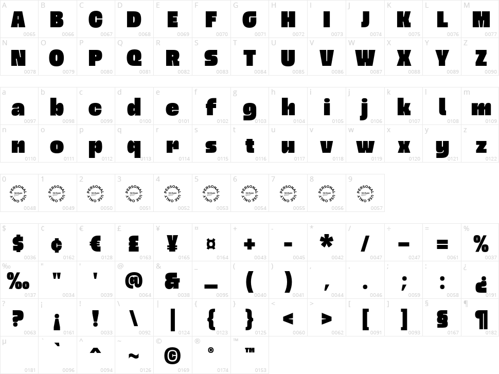 Wosker Character Map