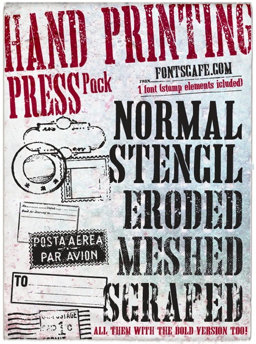 Hand Printing Press Stencil