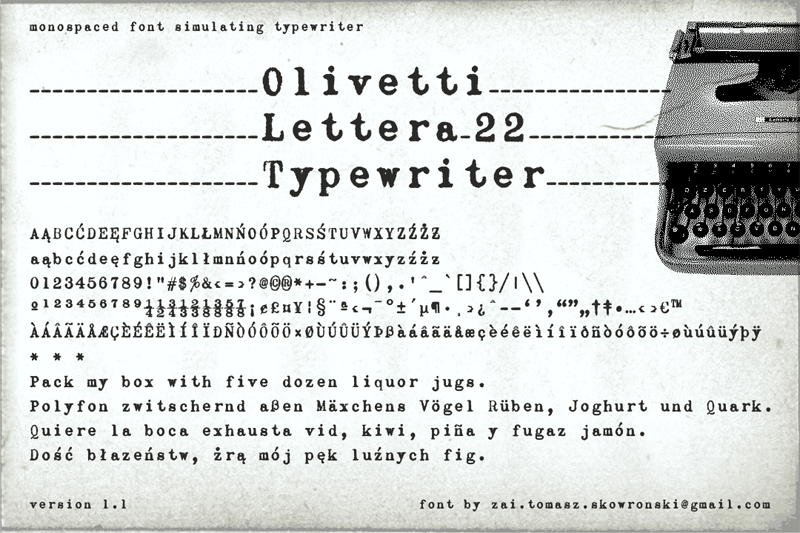 zai Olivetti Lettera 22 Typewriter